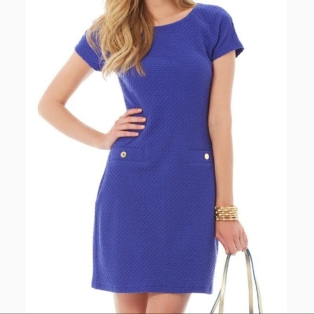 Lilly Pulitzer Coco Textured Indigo Cap Sleeve Sheath Dress